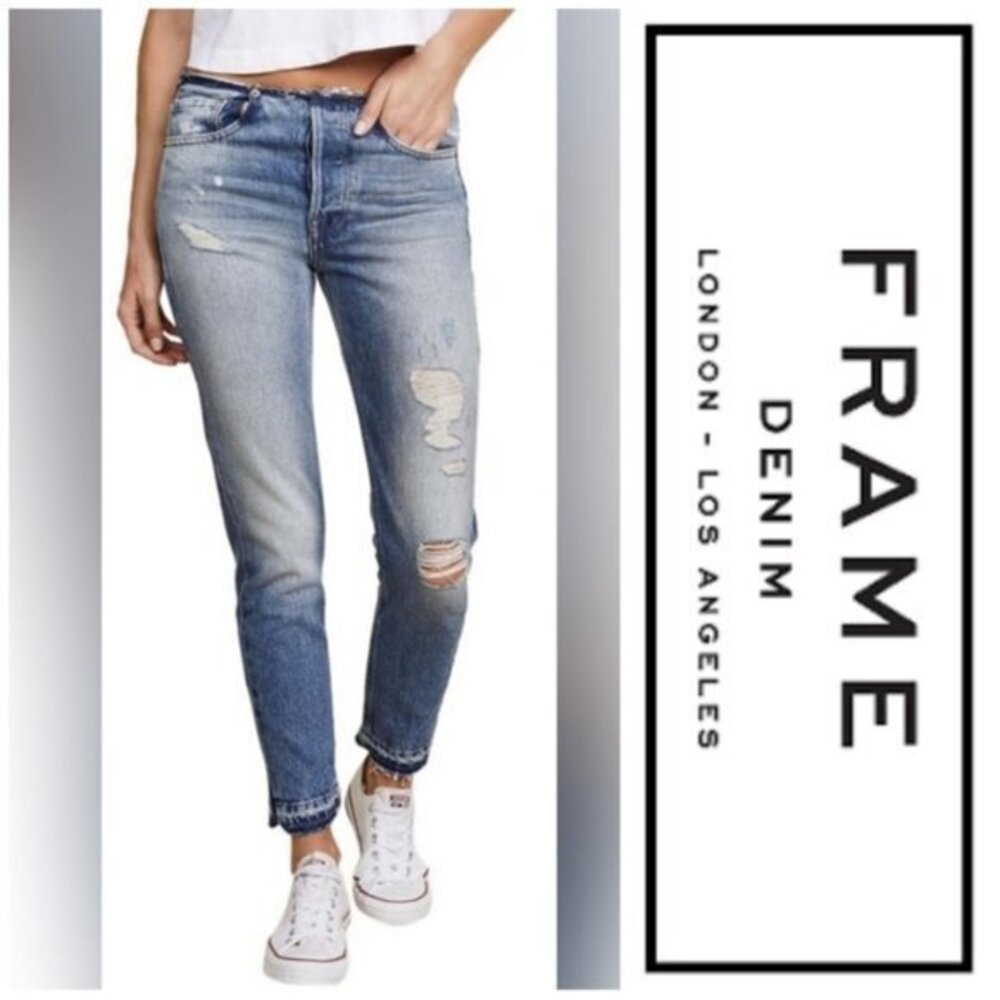 Frame Jeans Rigid Re-Release Distressed Low Rise Button Fly Denimβ Size 24